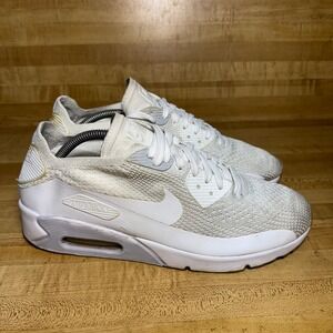 Nike Air Max 90 Ultra 2.0 Flyknit Mens White Pure Platinum 875943-101 Size 10.5